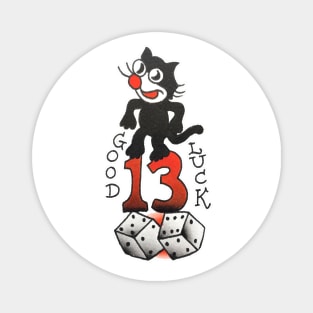 Good Luck 13 Cat Tattoo Design Magnet